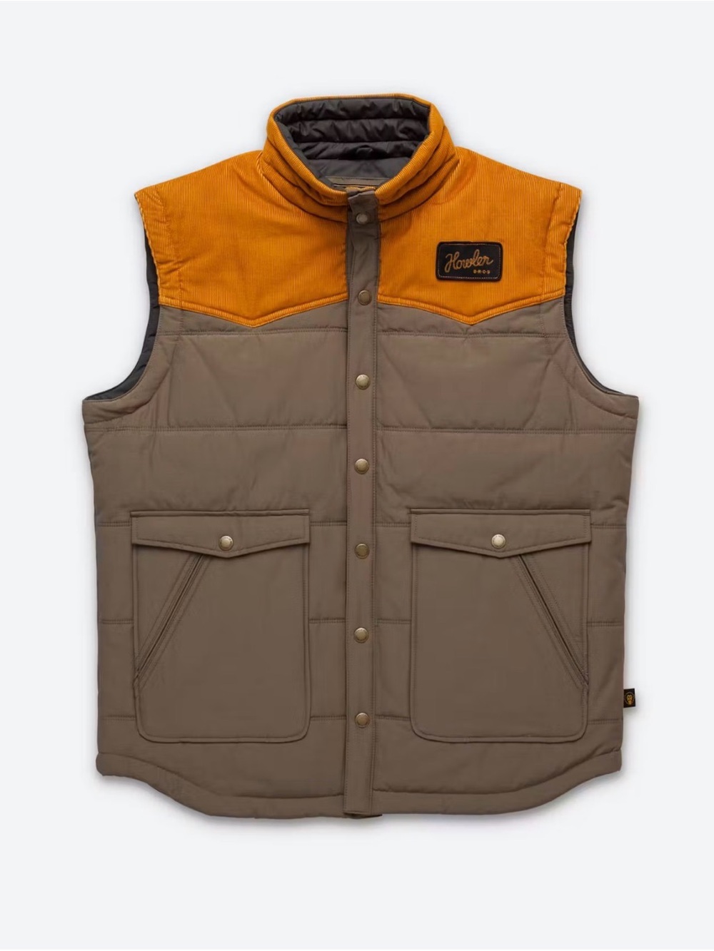 Howler Brothers Quilted Vest in Orange & Brown